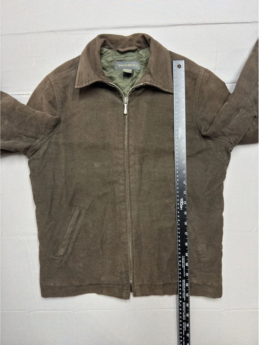 Banana Republic Mens Vintage Quilted Lined Cotton Canvas Jacket XS Brown 90's